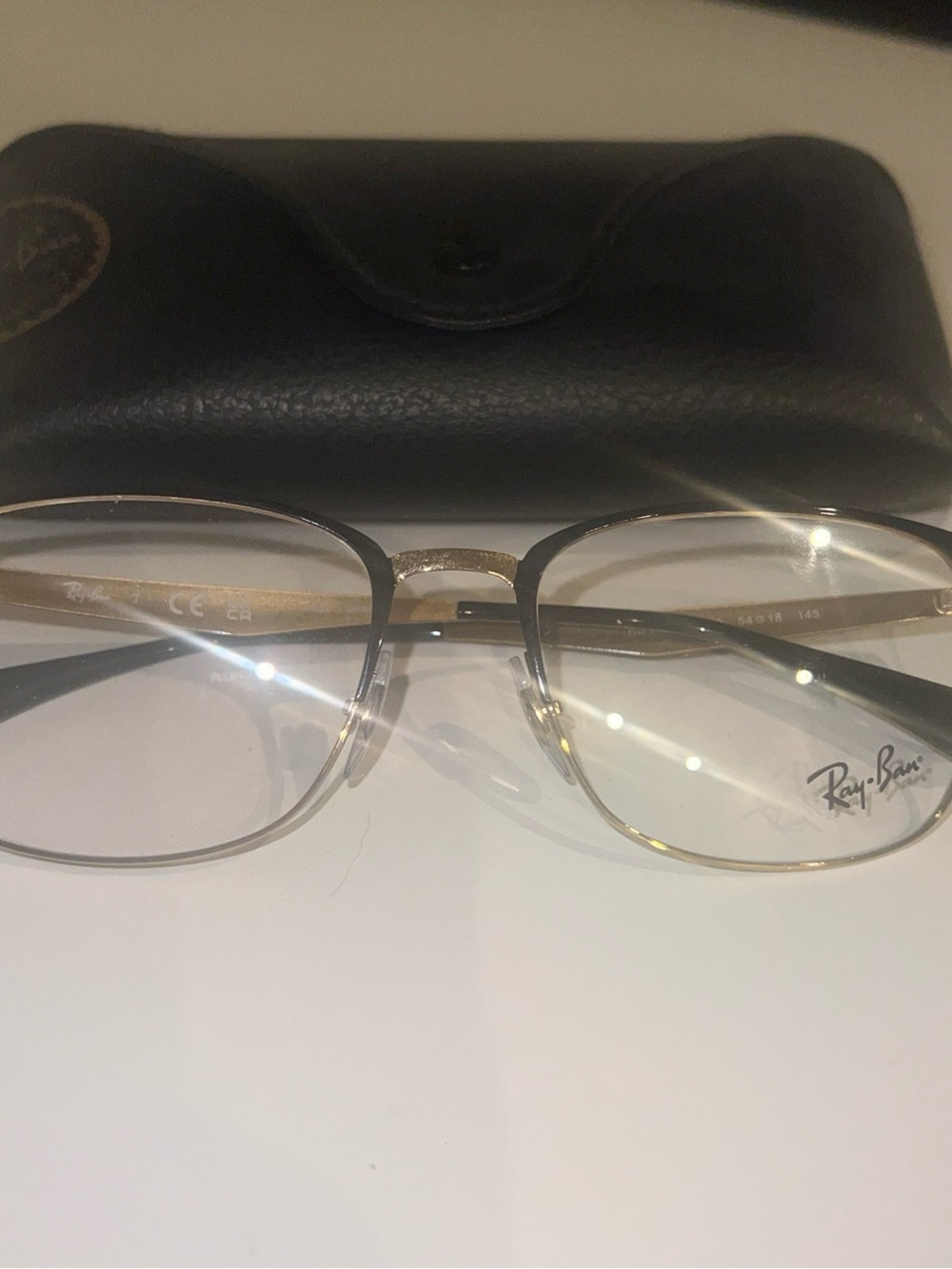 Ray-Ban RB6421 Black Gold Full Rim Metal Eyeglasses Frames 54-18-145 New